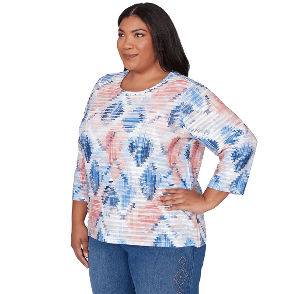 Plus Size Alfred Dunner Austin Aztec Diamond Blouse