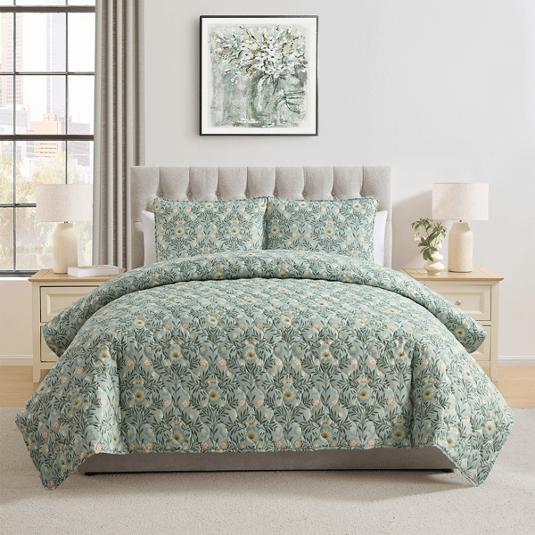 VCNY Home Mason Green 3pc. Floral Quilt Set