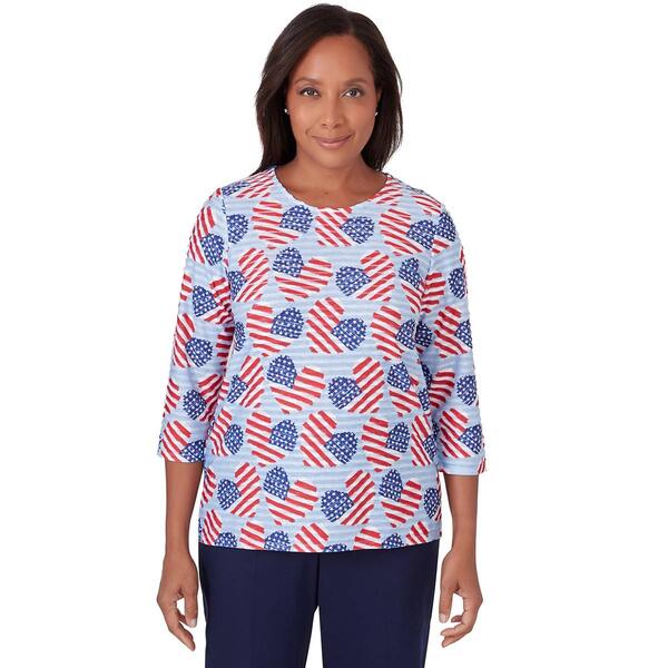 Womens Alfred Dunner All American Flag Hearts Top - image 