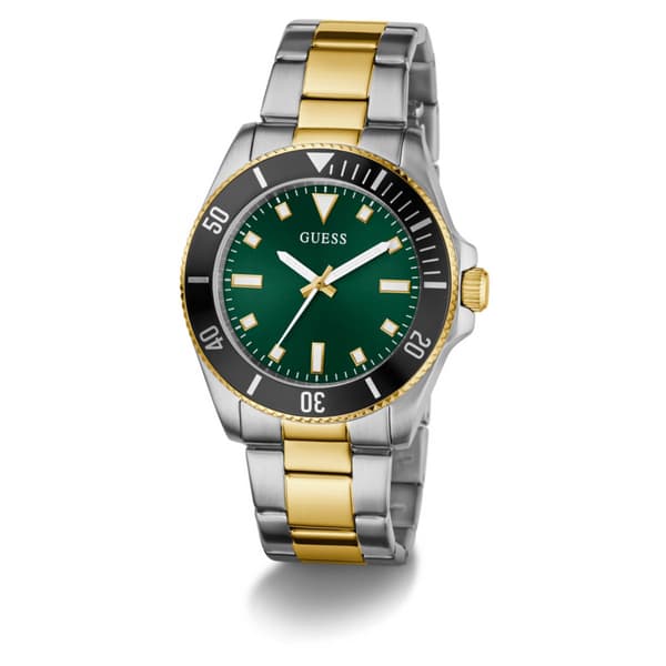 Mens Guess Two-Tone Green Sunray Dial Watch - GW0968G4