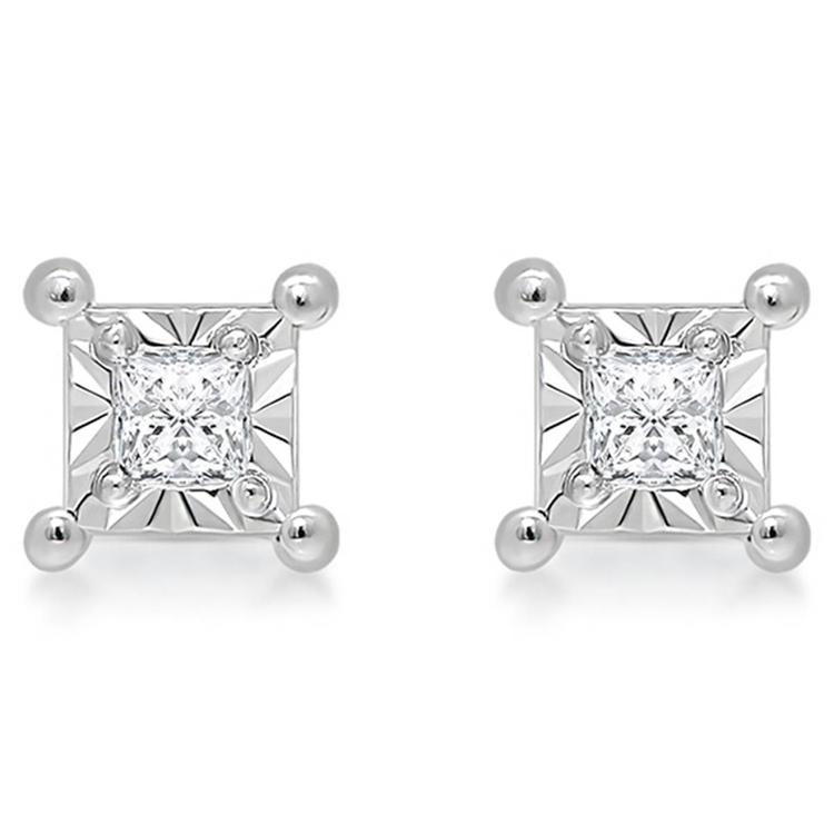 Diamond Classics™ White Gold Princess Cut Diamond Stud Earrings