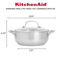 KitchenAid® Stainless Steel 3-Ply Base 4qt. Casserole