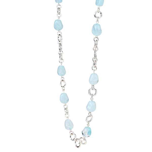 Design Collection Silver Link & Blue Bead Necklace