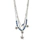 Ashley 3-Row Silver-Tone Layered Blue Beads & Stars Necklace - image 1