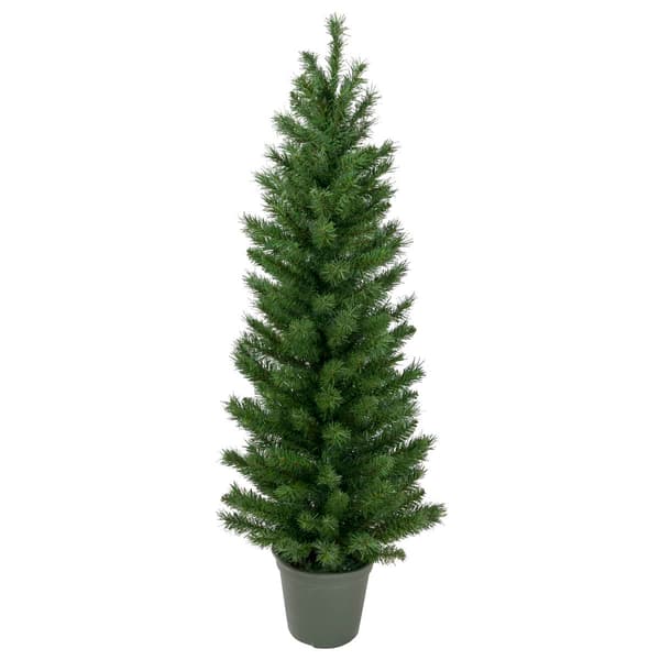 4'' Potted Virginia Pine Walkway Slim Artificial Christmas Tree -