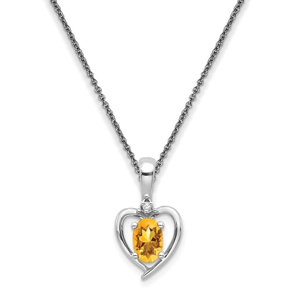 Gemstone Classics&#40;tm&#41; 14kt. Citrine Diamond Heart Pendant Necklace - image 