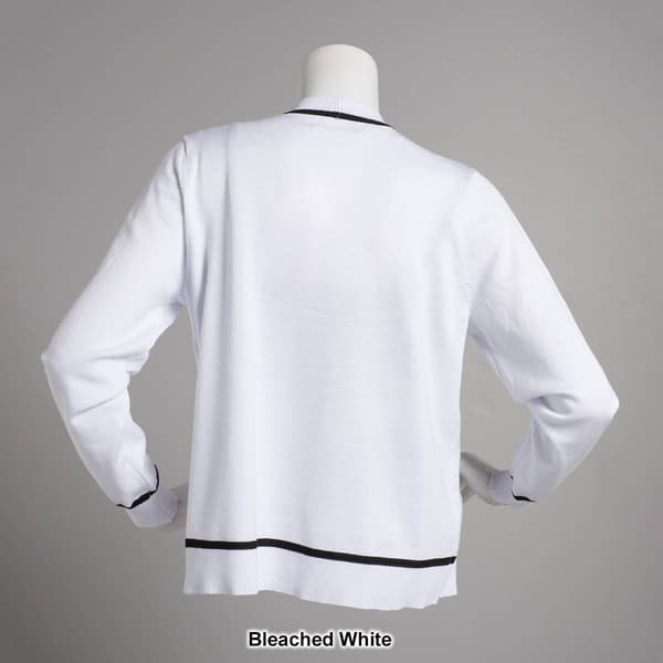 Womens 89th & Madison Long Sleeve Tipped Cardigan