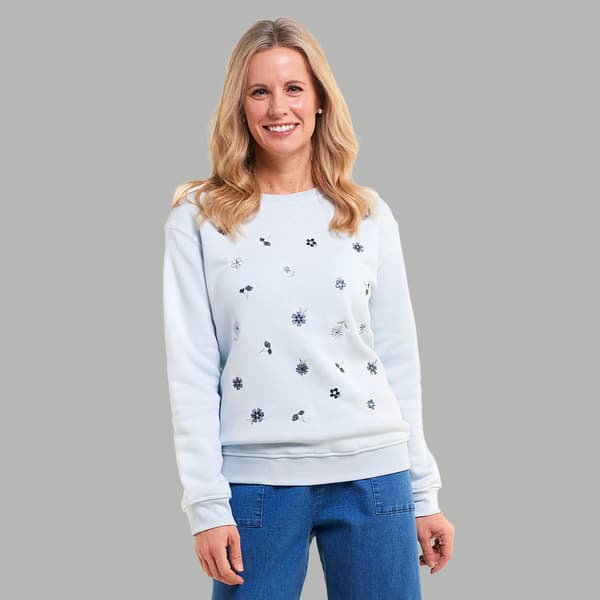 Petite Hasting & Smith Embroidered Floral Placement Sweatshirt - image 