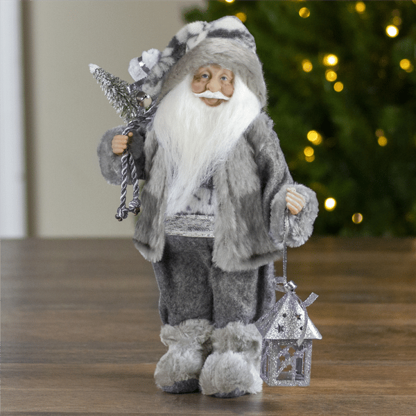 Northlight 12in. Faux Fur Standing Santa Claus Christmas Figurine