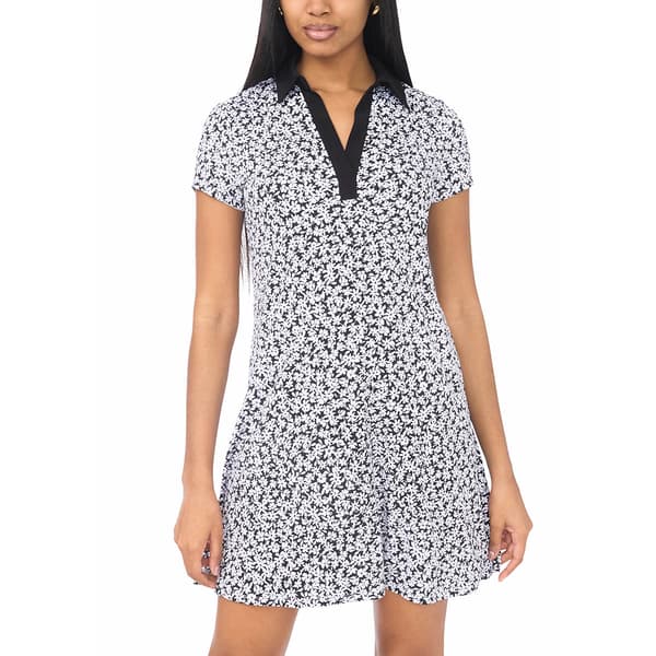 Womens MSK Short Sleeve Collared Floral Shift Dress