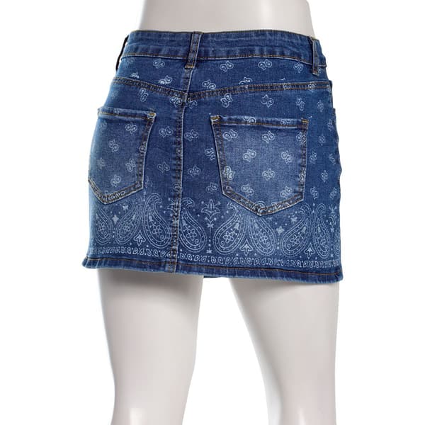 Juniors No Comment Denim Skirt w/ Placement Applique