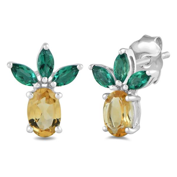 Gemstone Classics™ Created Emerald Citrine Pineapple Earrings