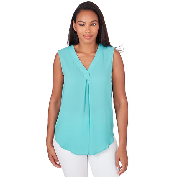 Womens Emaline Athens Solid Sleeveless V-Neck Blouse - Boscov's