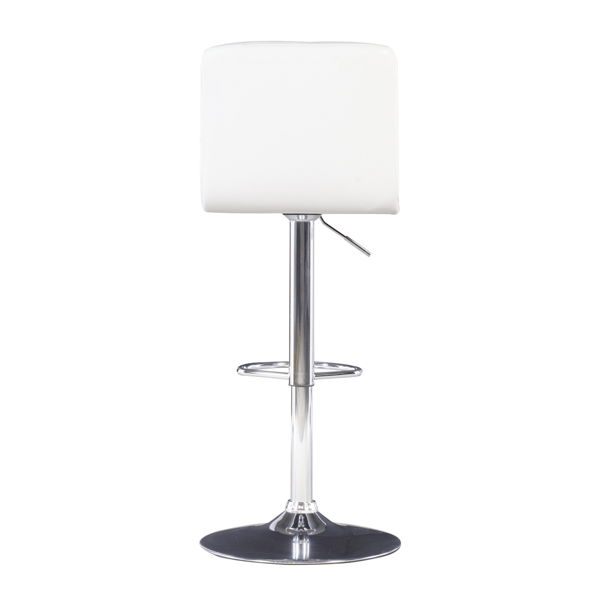 Linon Home Decor Brandt White Faux Leather Adjustable Barstool