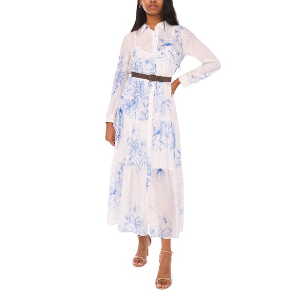 Womens MSK Long Sleeve Leaf Maxi Shirtdress - image 