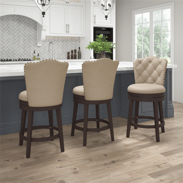 HH2 Home Edenwood Cream Counter Height Swivel Stool
