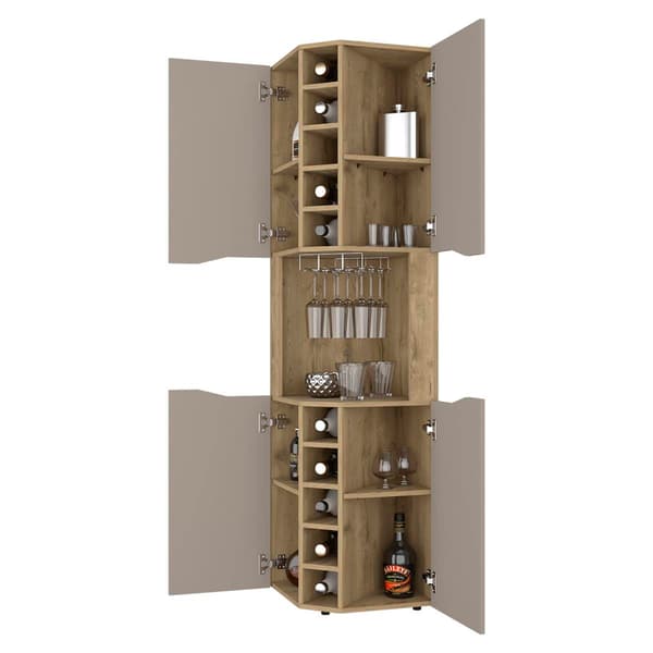 FM FURNITURE Lyla Macadamia Corner Bar Cabinet