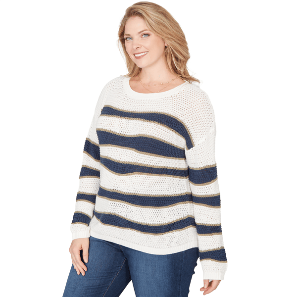 Plus Size Skye’s the Limit Fresh Start Wavy Stripe Sweater