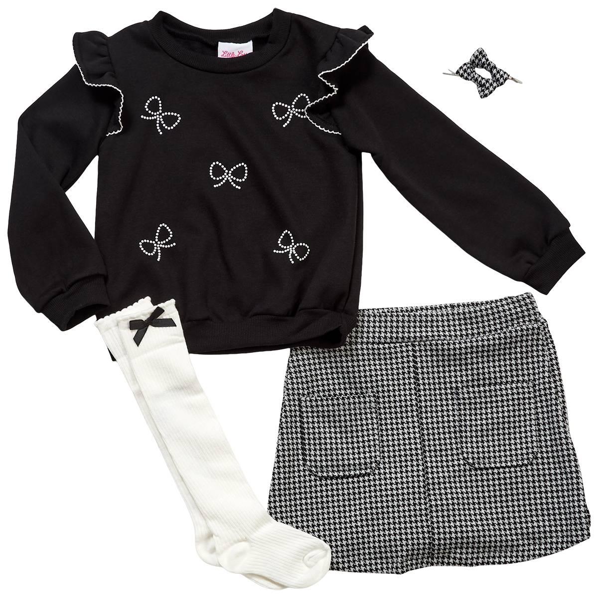 Girls (4-6x) Little Lass® 3pc. Bow Top & Skort Set w/ Accessories
