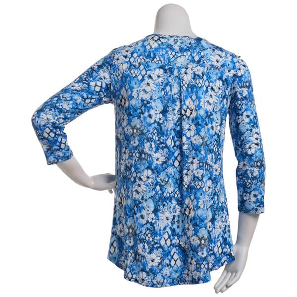 Plus Size Hasting & Smith 3/4 Sleeve Paisley Rayon Tunic - Blue