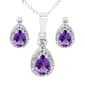Marsala Pear Shape Genuine Amethyst & Clear Cubic Zirconia Set - image 1
