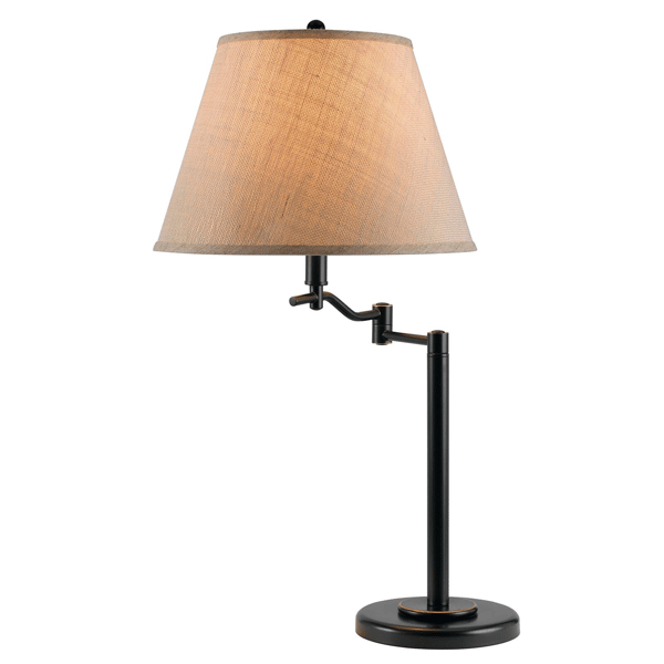 HomeRoots 29in. Bronze Swing Arm Table Lamp with Empire Shade - image 
