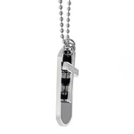 Mens Lynx Stainless Steel Carbon Dog Tag & Cross Pendant