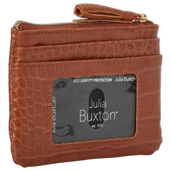 Womens Buxton Large ID Coin Case - Camel Croco