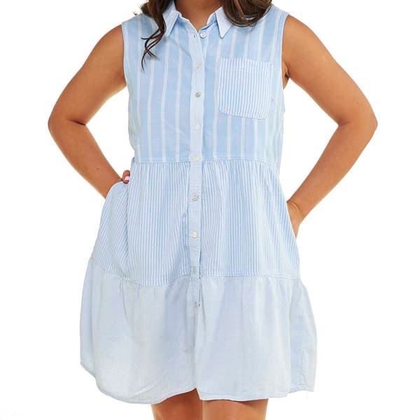 Petite da-sh Sleeveless Mixed Stripe Babydoll Tier Shirtdress