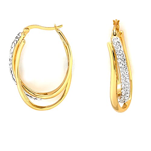 Yellow Plated Sterling Silver Double Hoop Earrings - image 