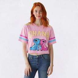 Juniors Freeze Stitch & Angel Mesh Crop Football Tee