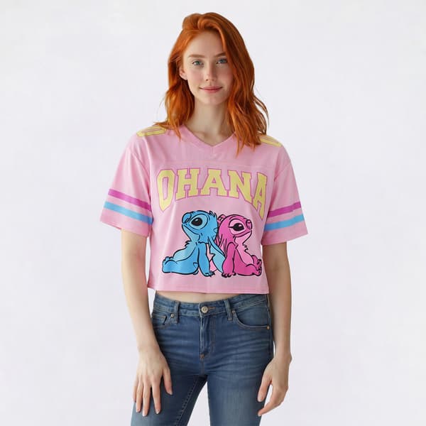 Juniors Freeze Stitch & Angel Mesh Crop Football Tee - image 