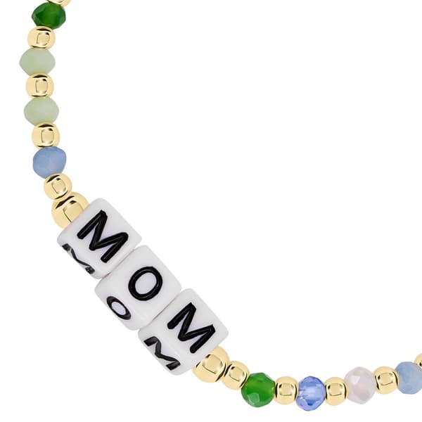 Athra 14kt. Gold over Brass Blue Mom Stretch Beaded Bracelet