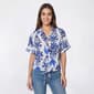 Womens Adrianna Papell Short Sleeve Watercolor Damask Blouse - image 1