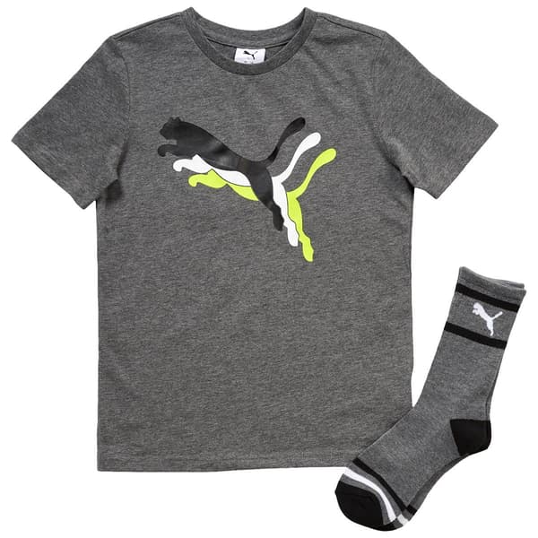 Boys &#40;8-20&#41; Puma&#40;R&#41; Jersey Short Sleeve Tee & Crew Socks - Charcoal - image 