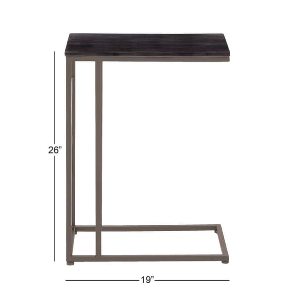 9th & Pike® Grey Metal and Wood Contemporary Accent Table