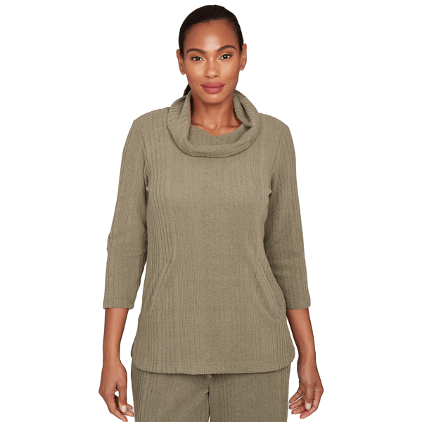 Womens Hearts of Palm Neutral Ground Texture Cowl Neck Sweater - image 