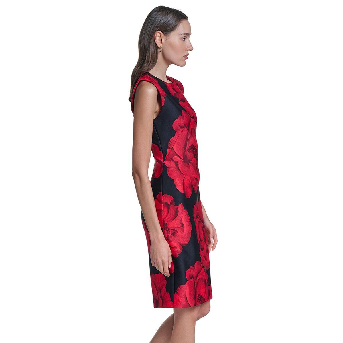 Womens Calvin Klein Sleeveless Floral Sheath Dress