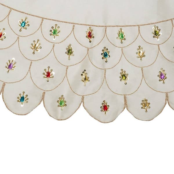 Kurt S. Adler 60in. Scalloped Ivory Embroidered Tree Skirt