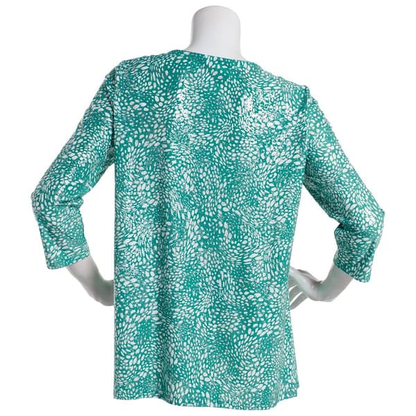 Petite Emily Daniels 3/4 Sleeve Foil Abstract Bar Neck Blouse