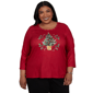 Plus Size Alfred Dunner Classics 3/4 Sleeve Christmas Tree Blouse - image 1
