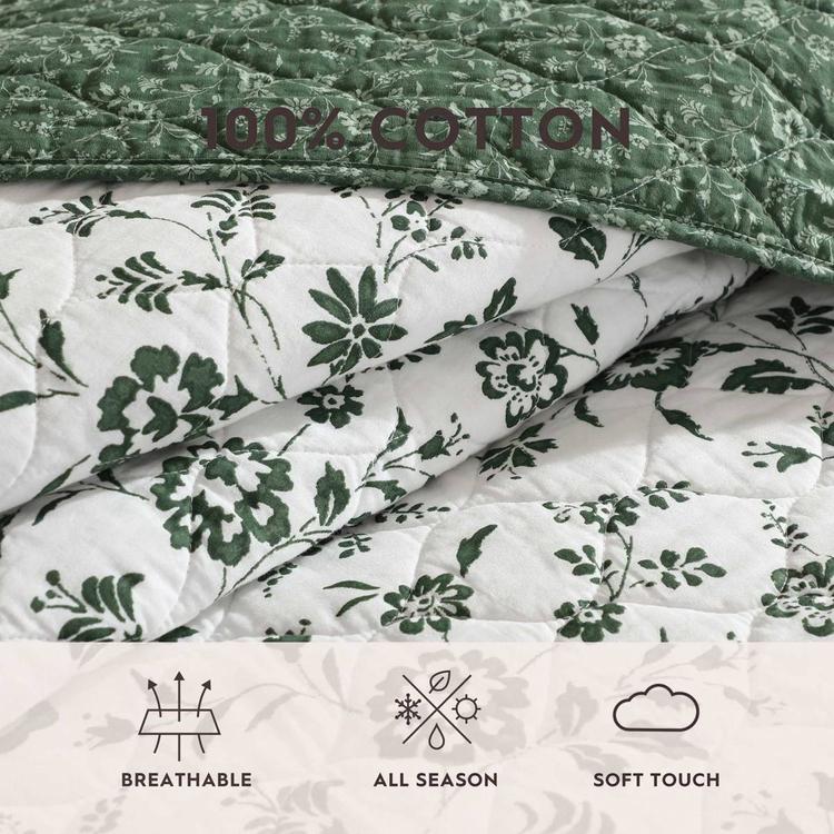 Laura Ashley Miranda Cotton Reversible Quilt Set