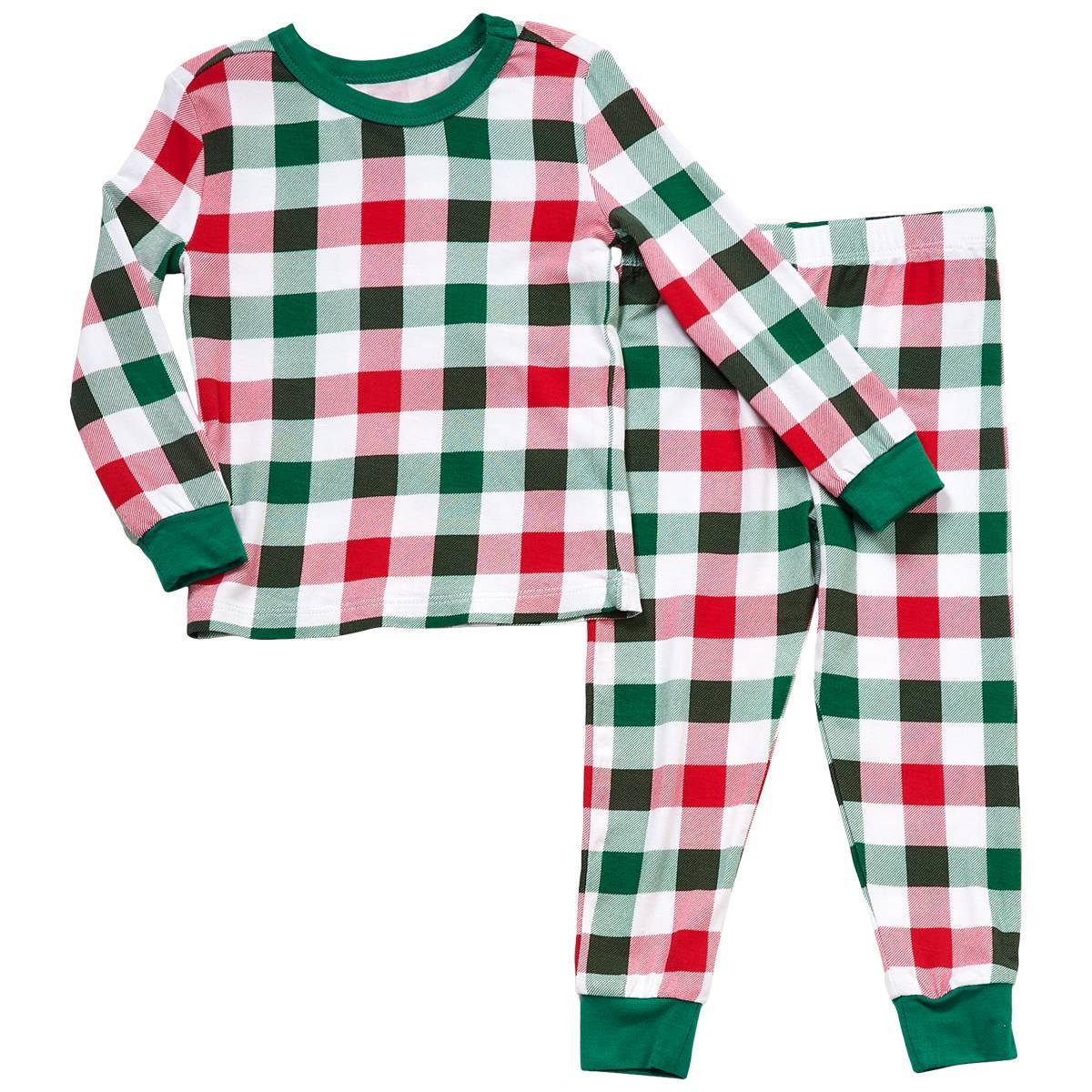 Baby Boy (12-24M) Little Me(R) Plaid Bamboo Christmas Pajama Set