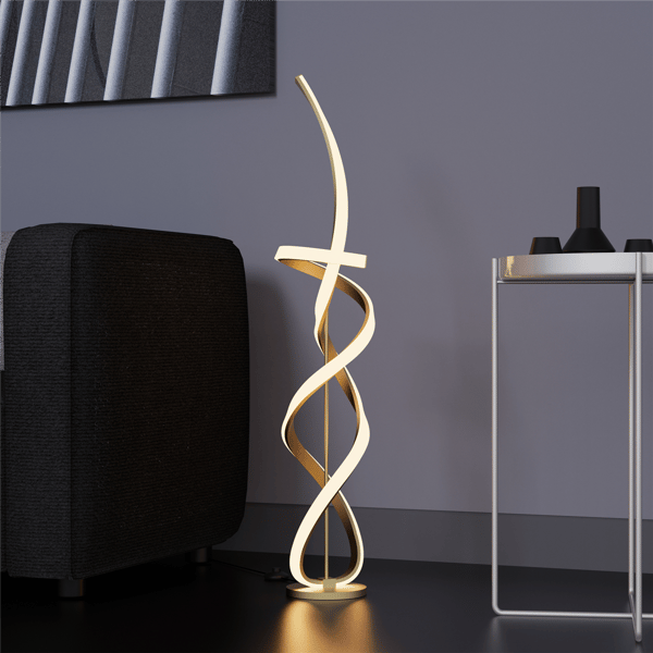 Infibrite Golden 59in. Swirl LED Stepless Dimming Floor Lamp