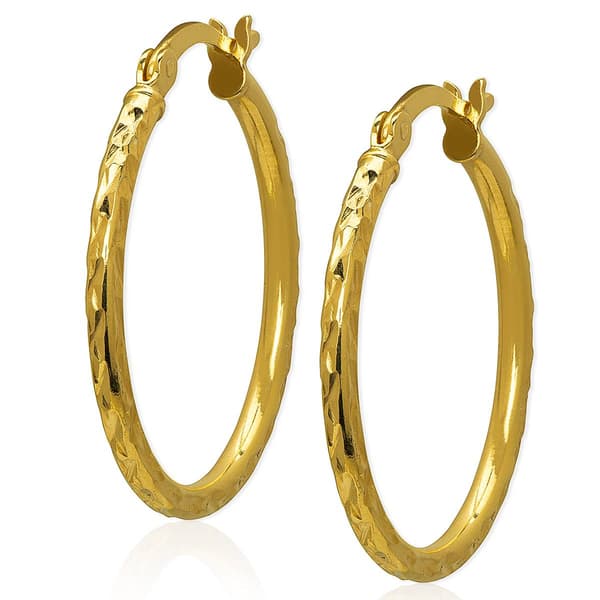 Gianni Argento 25mm Thin Diamond-Cut Earrings - image 