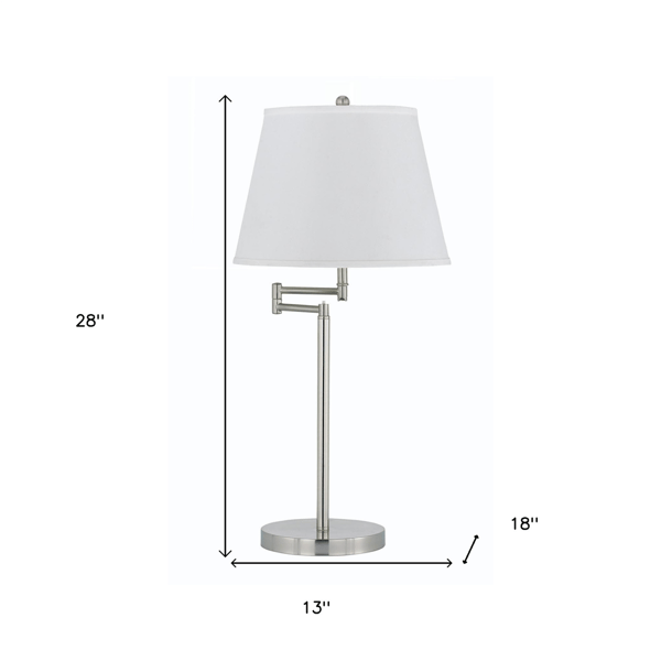 HomeRoots 28in. Nickel Metal Table Lamp with Empire Shade