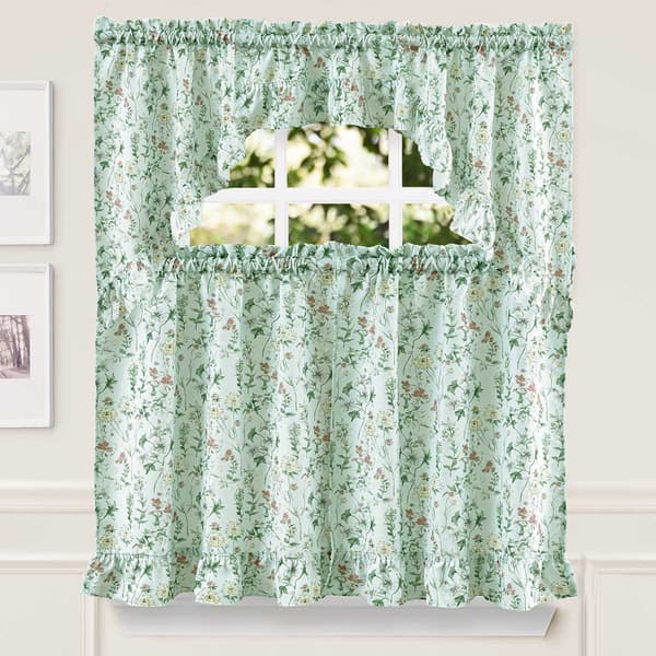 Laura Ashley&#40;R&#41; Wild Meadow Print Canvas Tier Curtains - image 