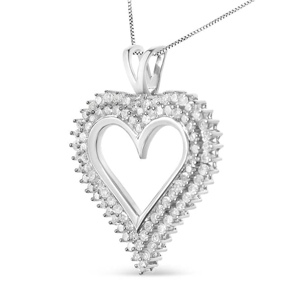 Haus of Brilliance Silver 1ctw. Lab Grown Diamond Heart Pendant