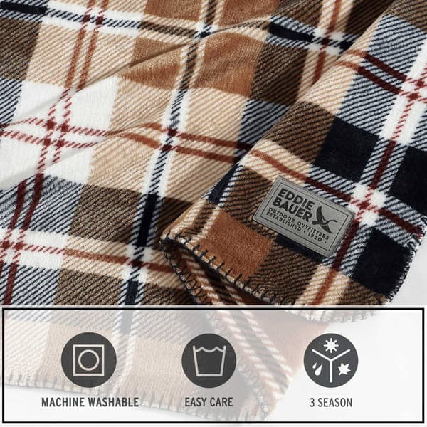 Eddie Bauer Trailhead Plaid Plush-Fleece Reversible Blanket