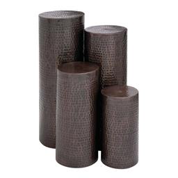 9th & Pike(R) Brown Metal Industrial Pedestal Table - Set of 4